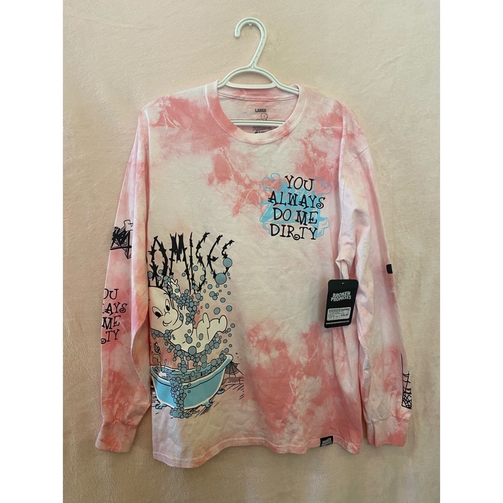 Broken Promises X Casper Do Me Dirty Pink Tie Dye Women’s Long Sleeve T-Shirt